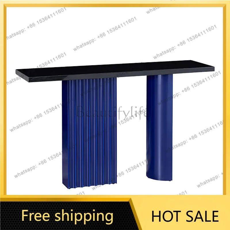 LS entrance light luxury designer creative home against the wall Italian minimalist marble partition decoration table