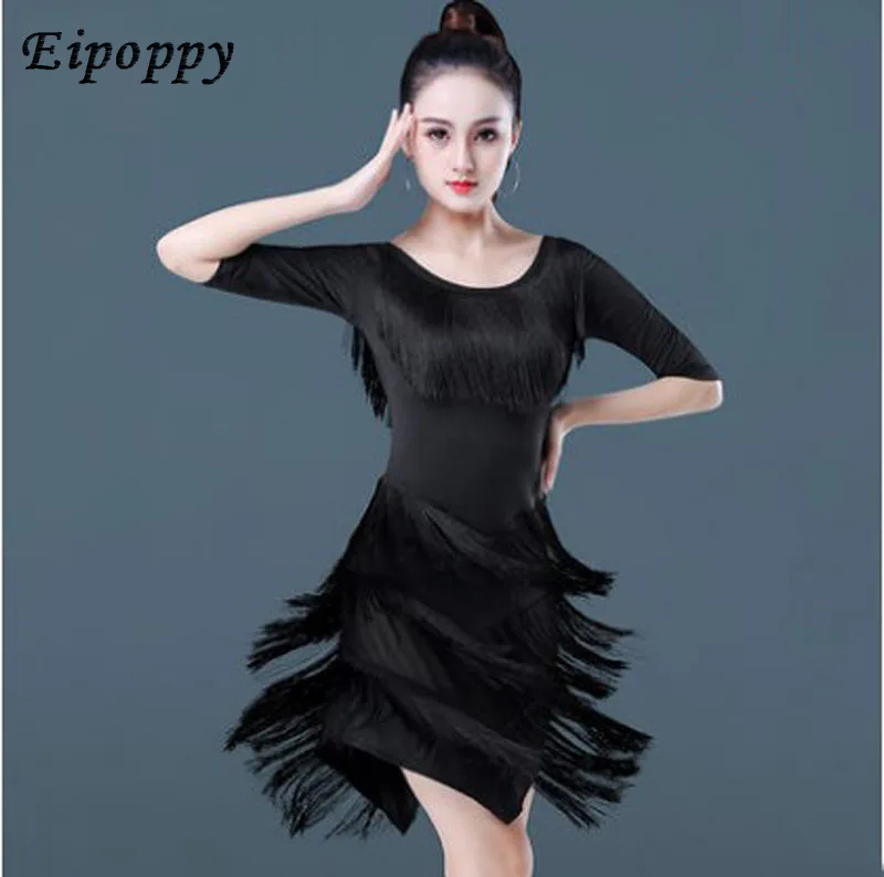 성인 원피스 슬림 태슬 운동복, 라틴 댄스 의류