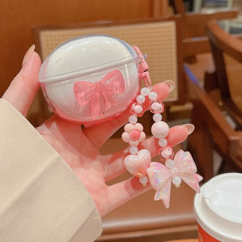 

Soft TPU DIY Bear Bowknot Headphone Case for Honor Earbuds X8 X7 X5 X6 Protective Cover Keyring Wireless Bluetooth Earphone Bags