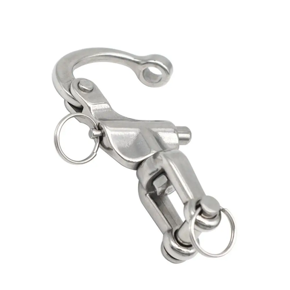 316 Stainless Steel Swivel Shackle Pair Jaw Quick Release Snap Shackle Swivel Design Diving Clips for Sailboat Spinnaker Halyard