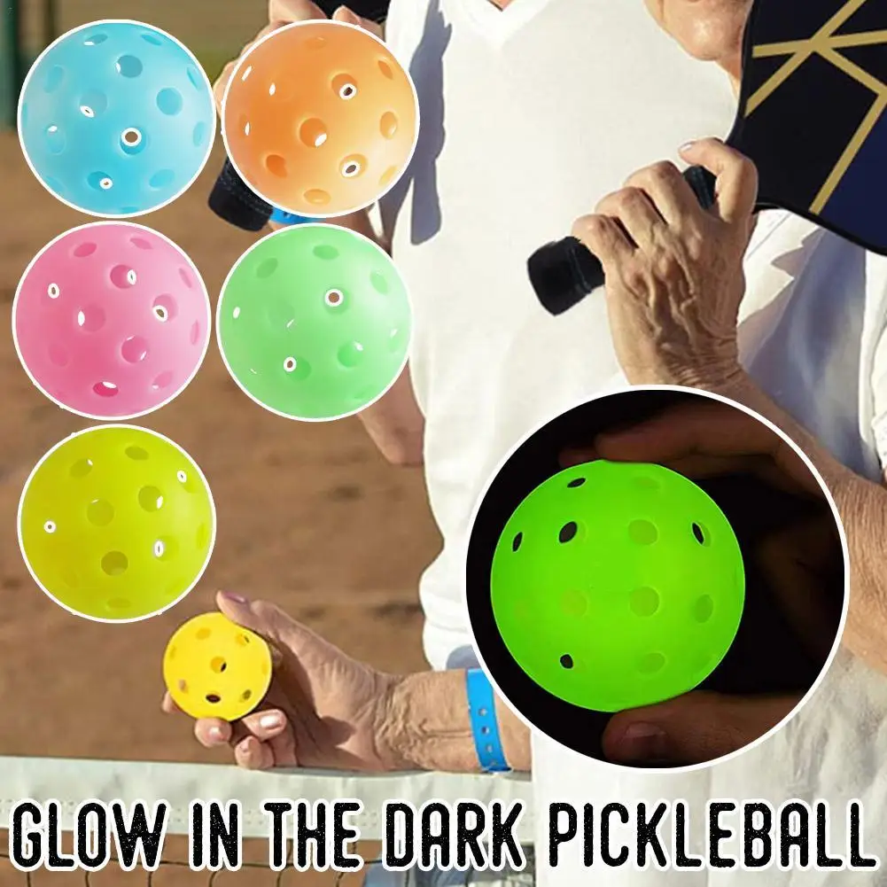 Luminous Pickleball 74MM Durable 40 Holes Elastic Tennis Glow In The Dark Indoor Outdoor Competition Pickleball Balls 3Pcs