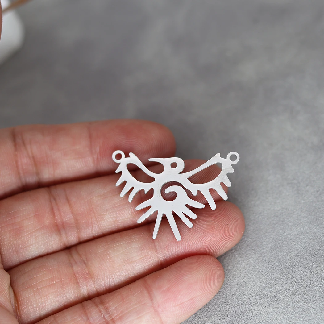 3pcs Gothic Dragon Phoenix Bird Charms DIY Craft Earrings Necklace Jewelry Making Findings Snake Lizard Stainless Steel Pendant