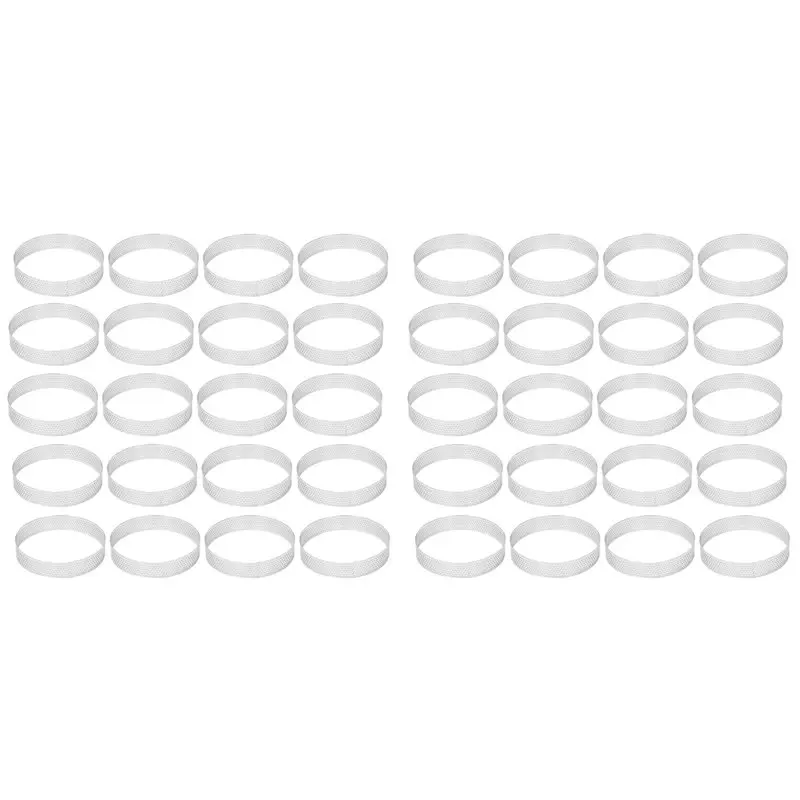 

A92P 40Pcs 10Cm Circular Tart Rings With Holes Stainless Steel Pizza Dessert DIY Cake Mousse Mold Kitchen Baking Mould Tool