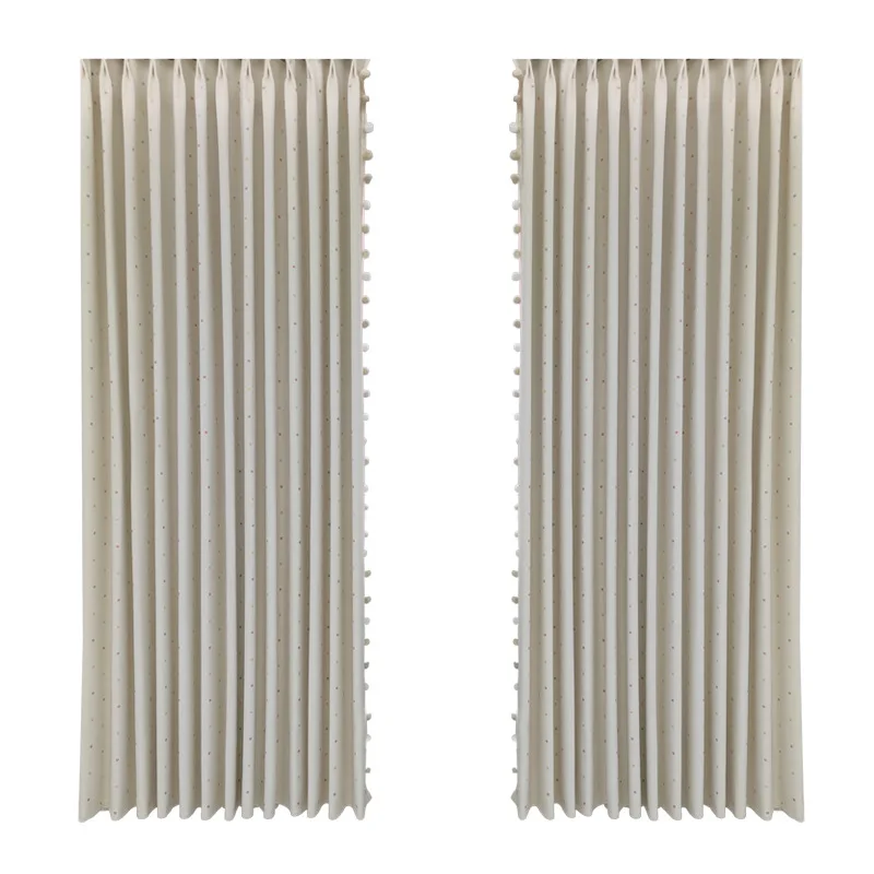 ستائر قماشية كريمية لغرفة نوم الأطفال ونافذة كبيرة وغرفة الفتيات ستائر شانيل لطيفة