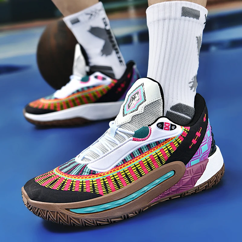 All match simple basketball training shoes lightweight soft wear resistant rubber bottom men daily streetwear athletic sneakers