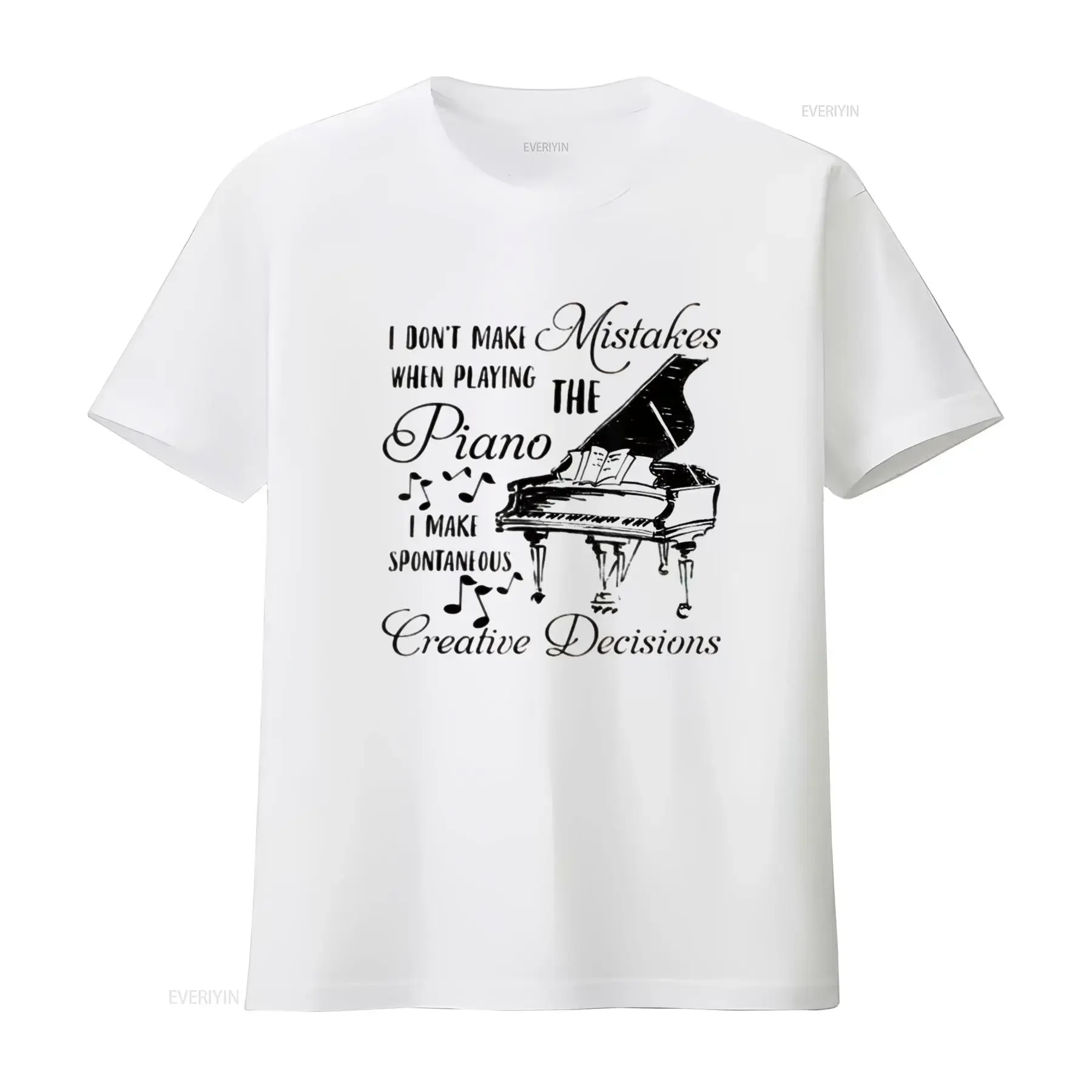 I don t make mistakes when playing the PIANO Womens Shirt White Large vintage Washed Stretched graphic Casual homme
