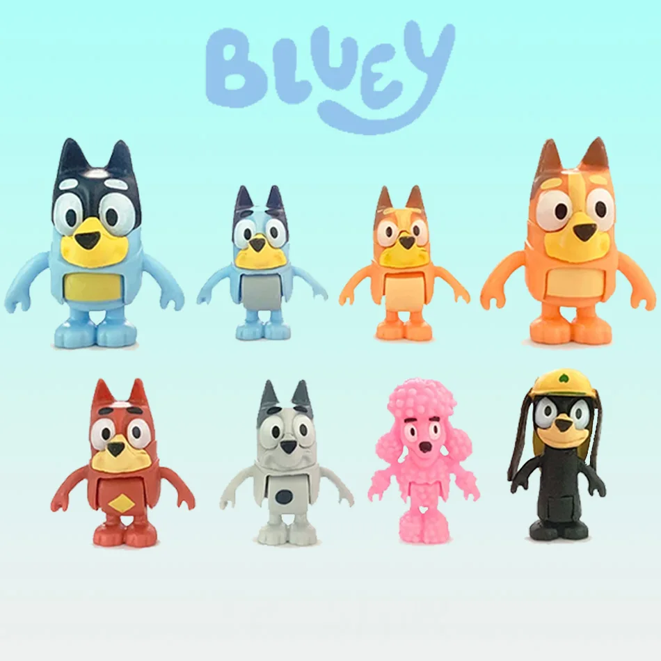 Figuras de Acción de la Familia y Amigos de Bluey 2026, Paquete de 8, Juguetes Coleccionables Articulados, Muñecas de Juego de Imitación para Niños, Regalo de Cumpleaños para Niños