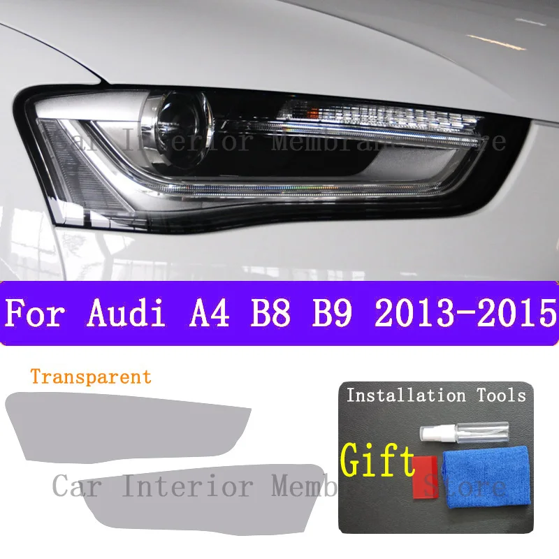 

For Audi A4 B8 B9 2013 2014 TPU Car Exterior Headlights Anti-Scratch Protective Film Headlamps Repair Sticker Accessories Refit