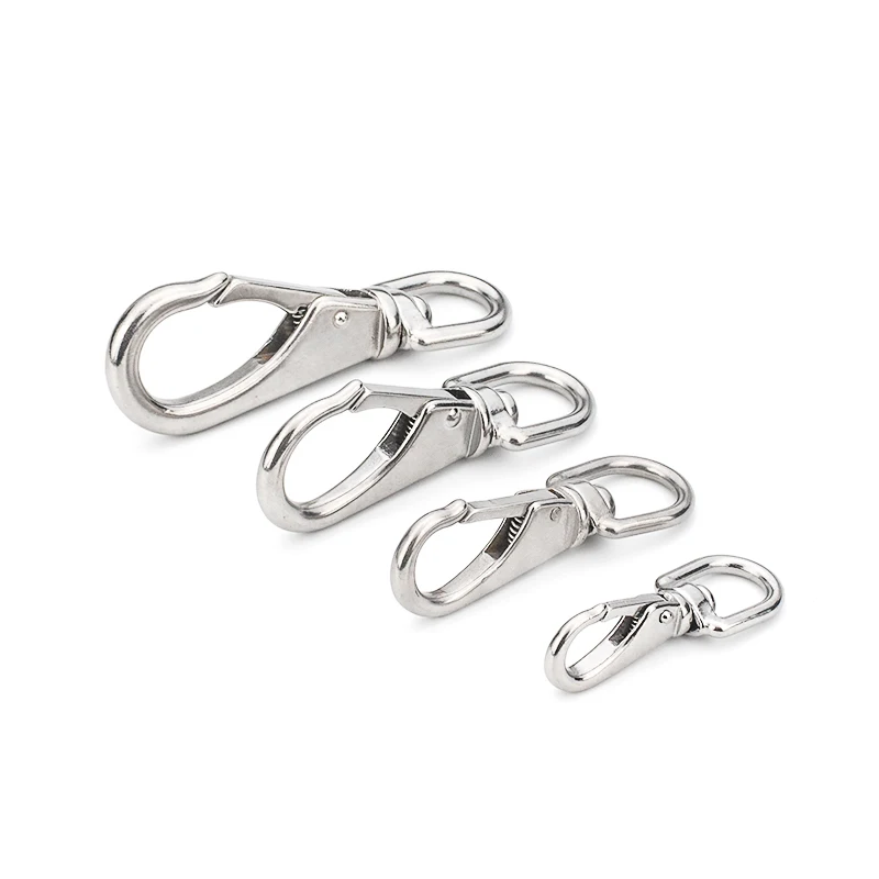 1PC M4-M7 304 Stainless Steel Rotating Ring Hook Universal Spring Snap Hook Dog Chain Swivel Ring Carabiner Keychain Swivel Ring