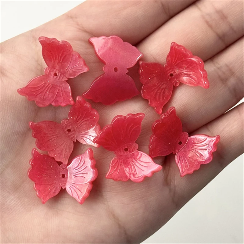 100 Pieces/Lot New Resin Acetic Acid 3D Acrylic Butterfly Beads Charm Connectors DIY Hair Earrings Jewelry Findings Accessories