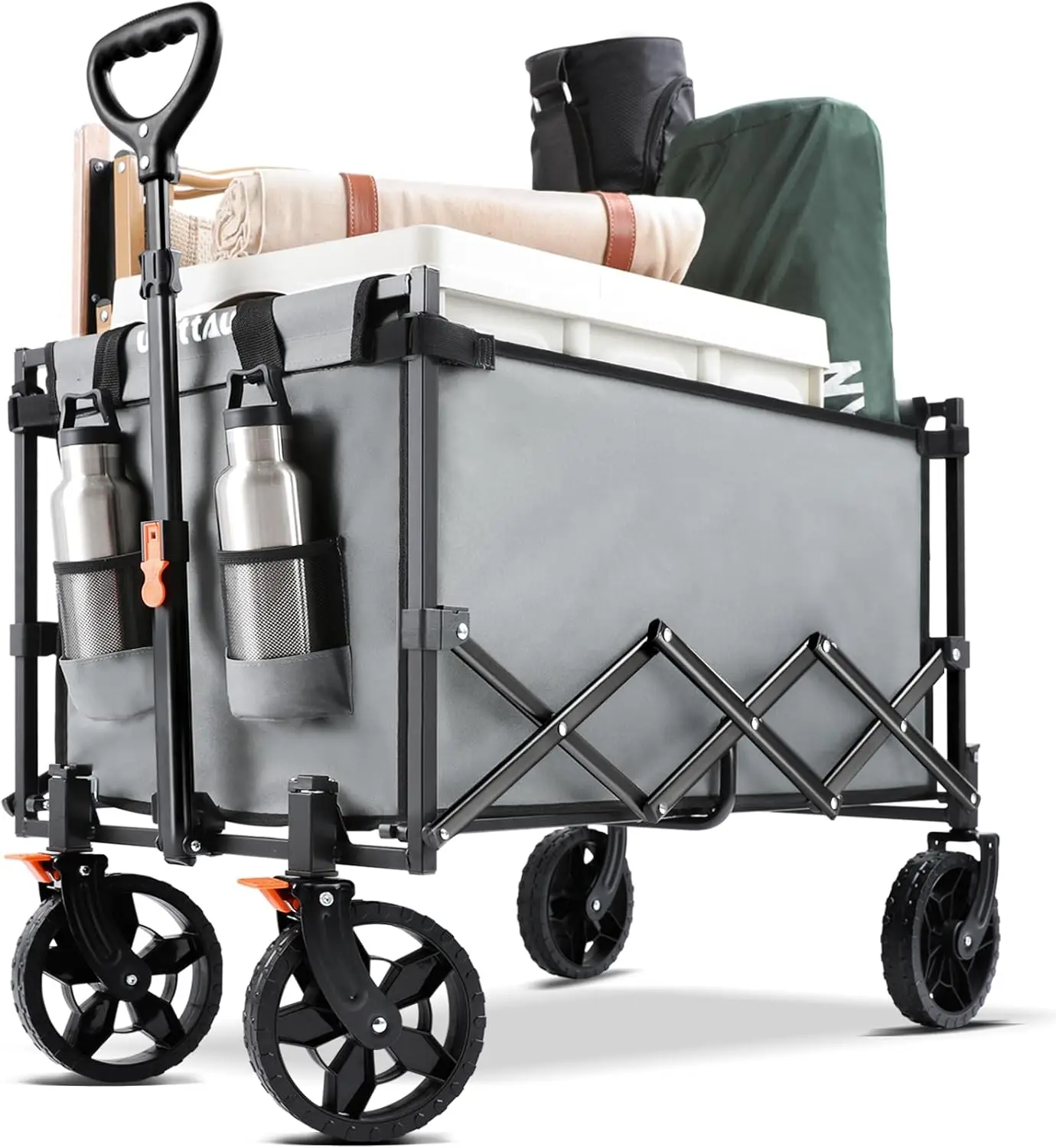 Collapsible Wagon Cart Heavy Duty Foldable, Utility Grocery Wagon with Ultra-Compact Design, Portable Folding Wagon for Shopping