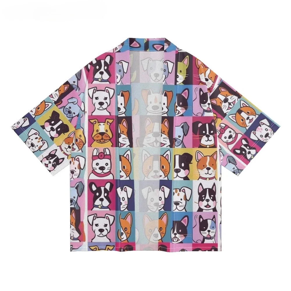 سترة هاوري كارتونية لطيفة على شكل كلب مطبوعة كيمونو ملابس الشارع للرجال والنساء ملابس يوكاتا للشاطئ على الطراز الياباني رداء أنيمي مقاس كبير #4