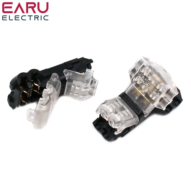 5/10Pcs/lot 2 Pin 2 Way 300v 10a Universal Compact Wire Wiring Connector T SHAPE Conductor Terminal Block With Lever AWG 18-24