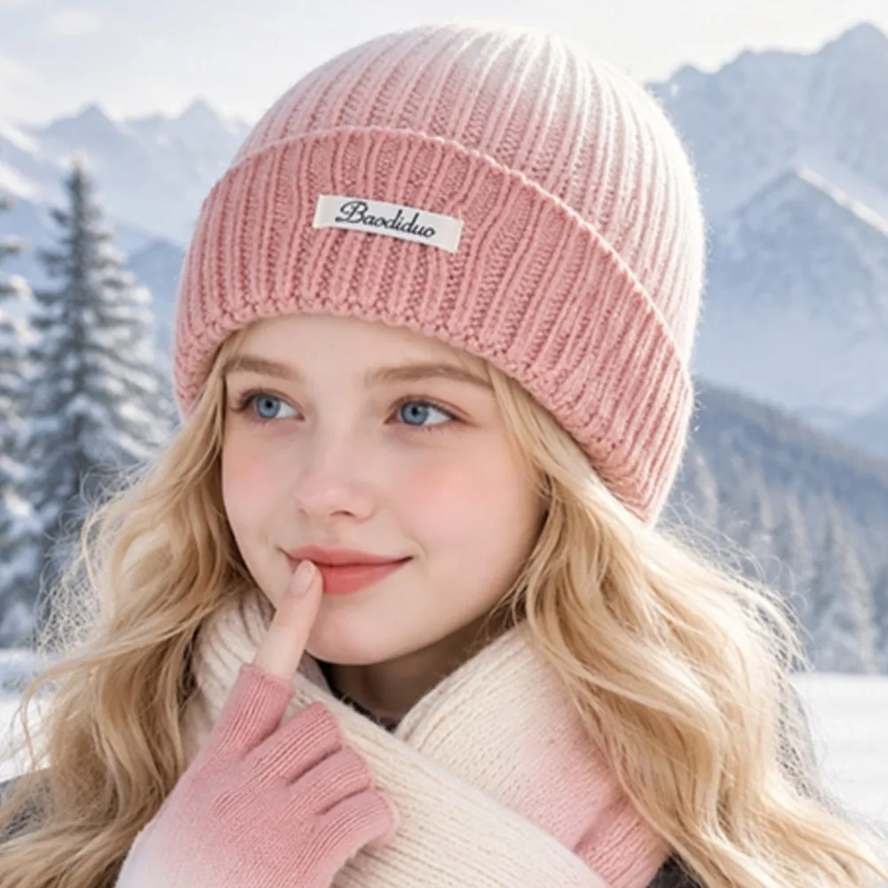 cadeau-3-pieces-bonnet-gants-et-echarpe-tendance-pour-l'hiver-la-neige-et-les-montagnes-rose-et-bleu-pour-femme-bonnet-tricote-a-revers-coteles-chaud-confortable-pour-un-usage-quotidien-classique