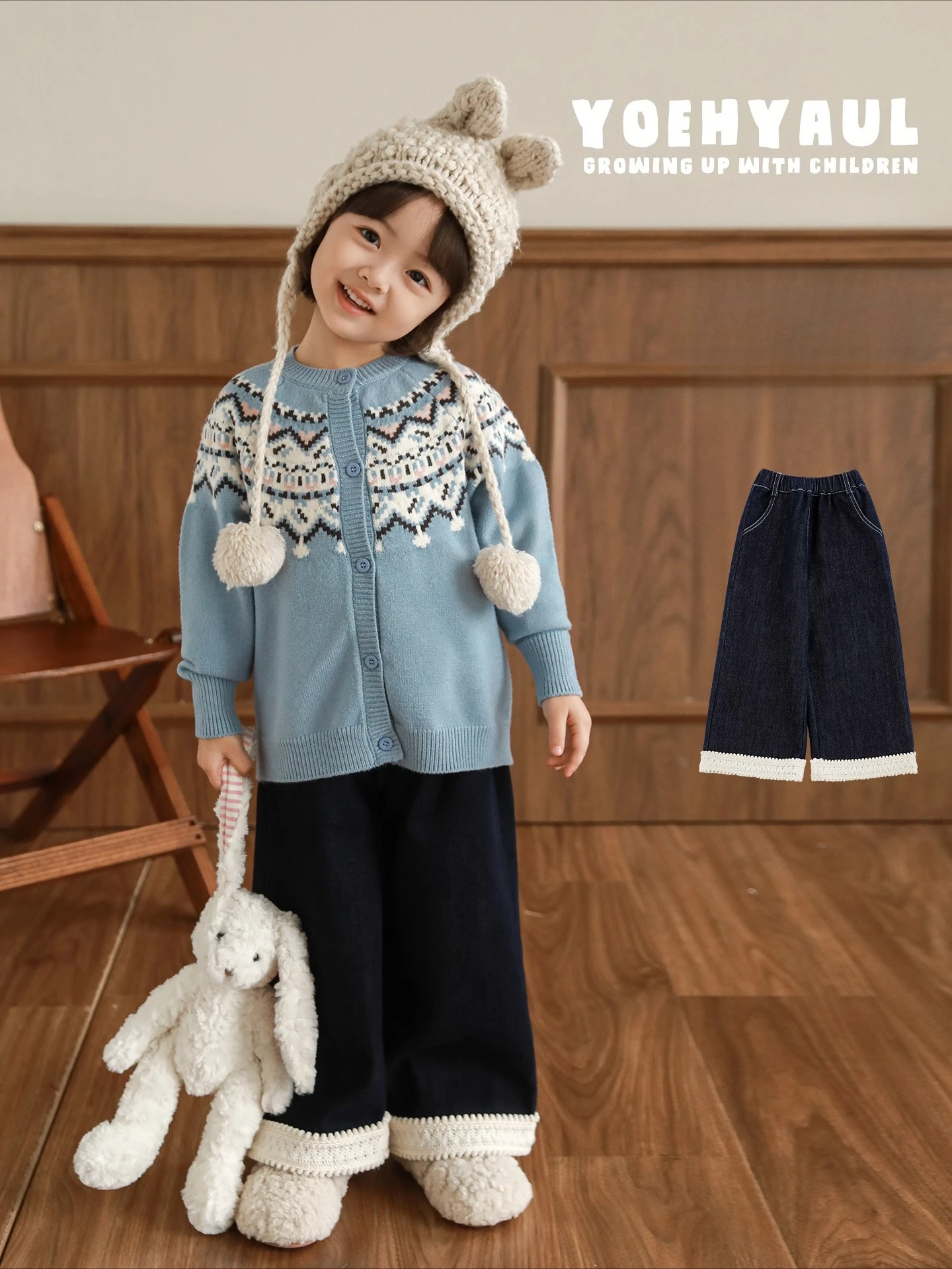 Christmas Gift 2025 Girls Fleece Lined Jeans Thick Straight Leg Colorfast Thermal Pants Age 1 to 7 Years