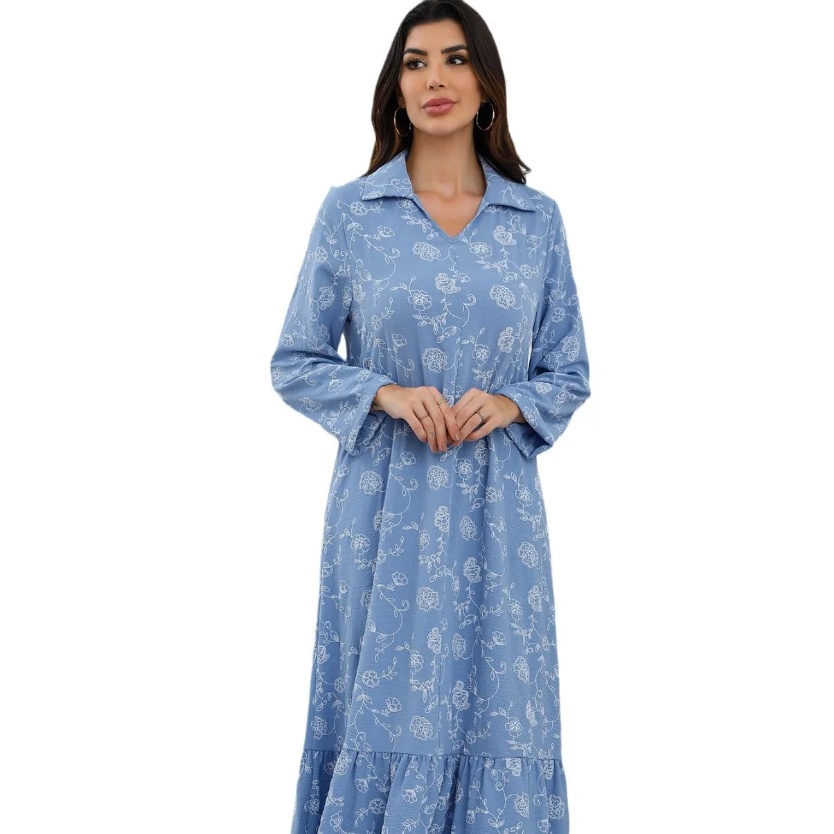Dress Women Eid Muslim Abaya Long Dresses Print Vestidos Morocco Dubai Abayas Islam Kaftan Arab Maxi Robe Jalabiya Ramadan