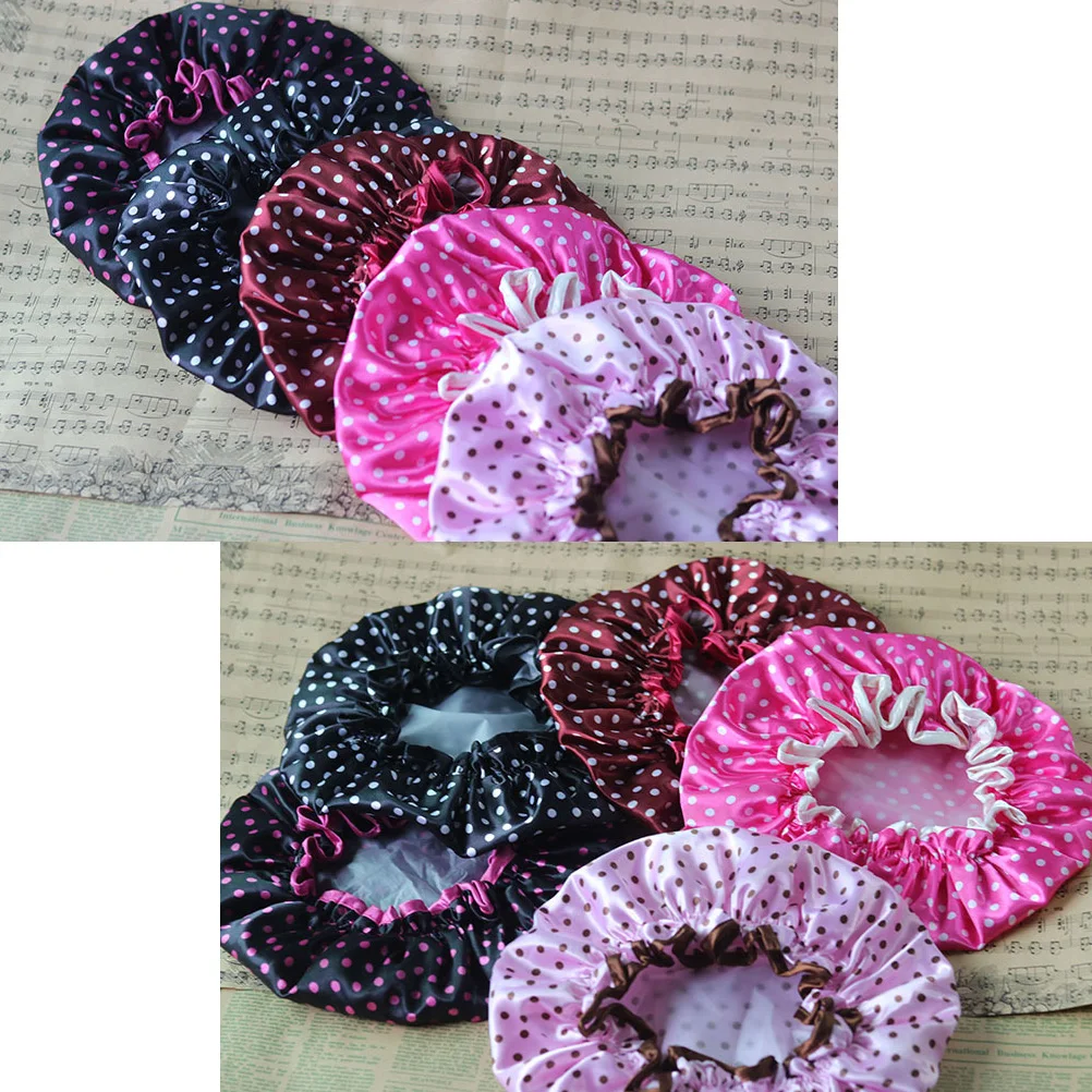 

2 Pcs Satin Shower Cap Double-deck Bath Hat Aldult Salon Waterproof Caps Bathing