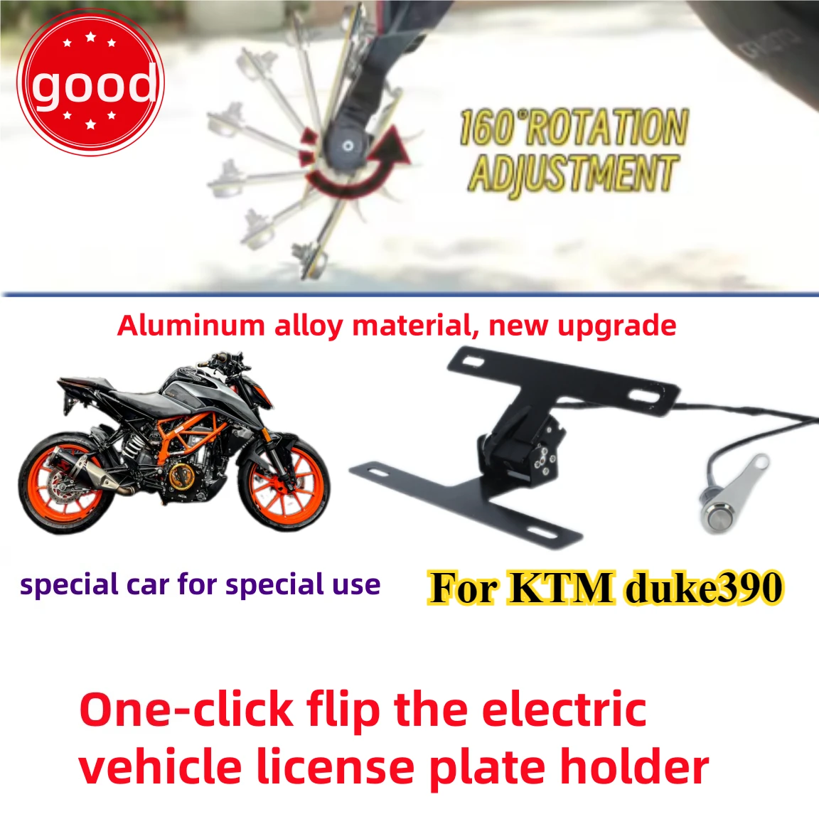 

For KTM duke390 License Plate Premium Adjustable License Plate Button Switch Effortless Contro License Plate Bracket Frame