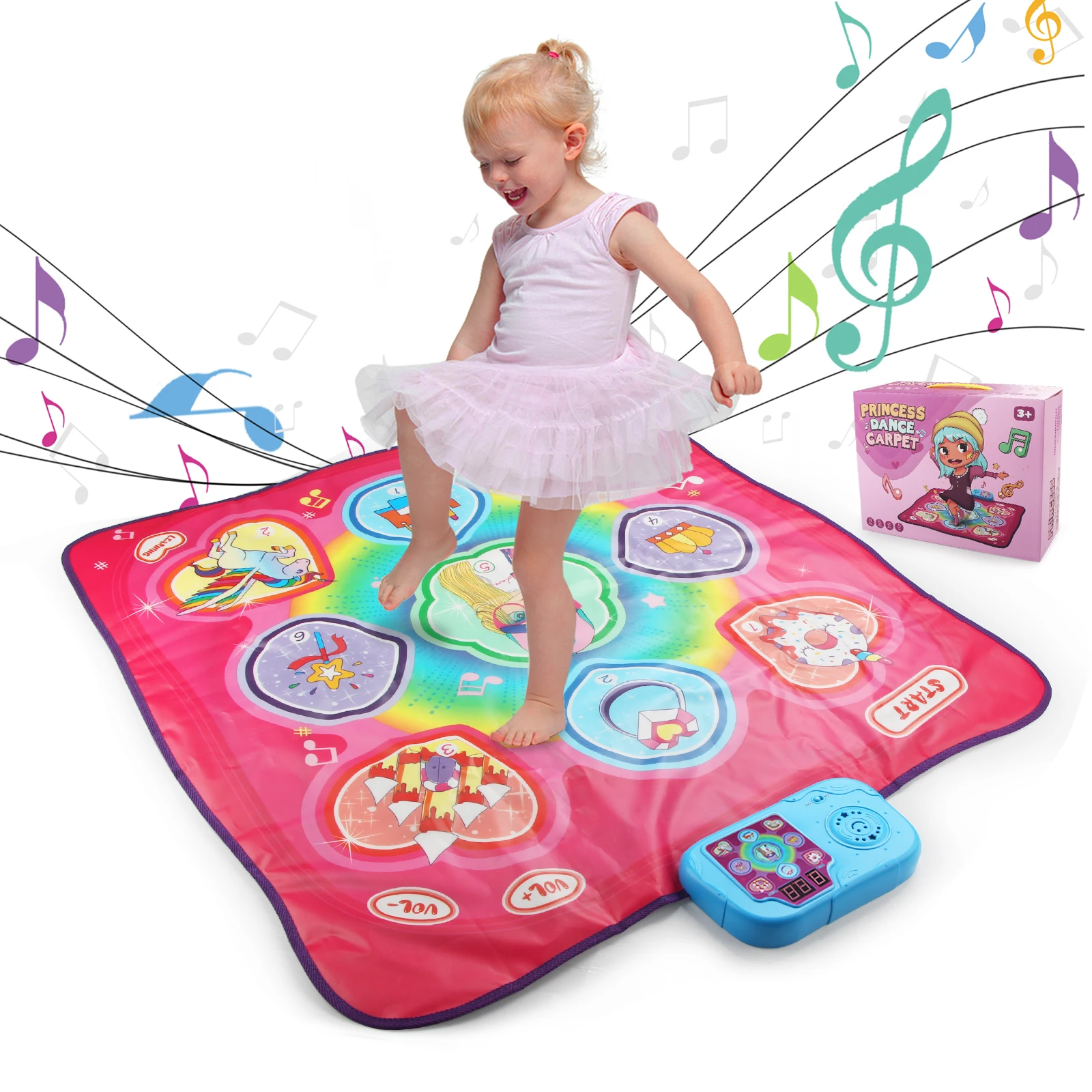 90x90cm Large Elecrtic Dancing Blanket with Lights Baby Play Mat Keyboard with 3 Game Modes Sport Toys Educational Toys for Kids