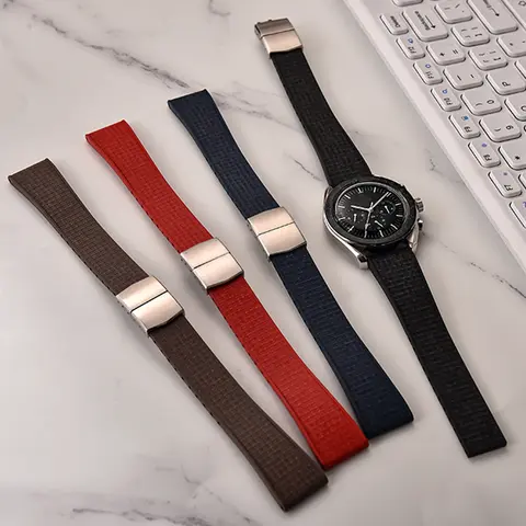 Mosaico CTS cinturino per orologio 20mm 22mm chiusura a molla a sgancio rapido fibbia subacquea per Rolex Daytona Cartier FKM cinturini per orologi in gomma