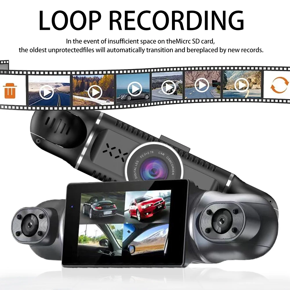 Car DVR Dash Cam 4CH FHD 4*1080P Dashboard Camera 24H Parking Monitor Video Recorder Night Vision WiFi Black Box Loop Recording