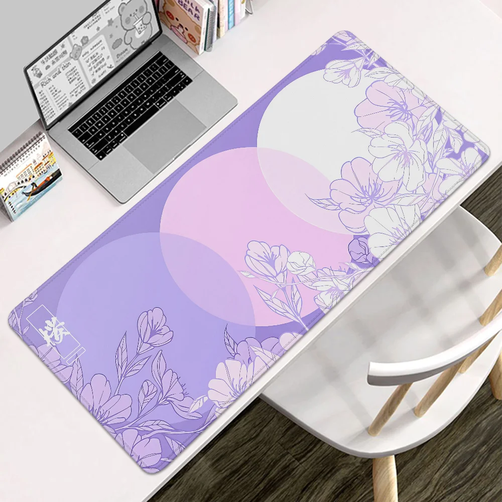 Sakura Circles Mouse Pad Mouse Karet Pc Gamer Over Edge Non-slip Keyboard Mat Table Pads Gaming Aksesoris Deskmat Mausepad