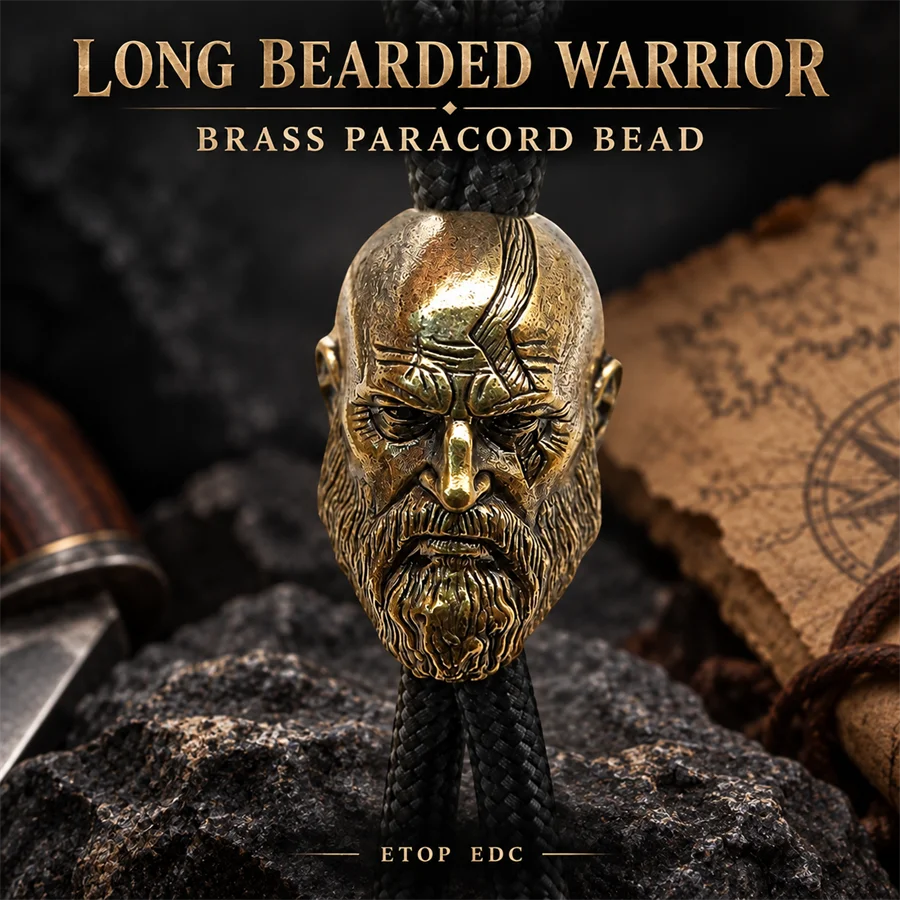 Long Bearded Spartan Warrior Brass Knife Beads EDC Outdoor DIY Paracord Woven Lanyard Pendants Bracelet Lanyard Hand-woven