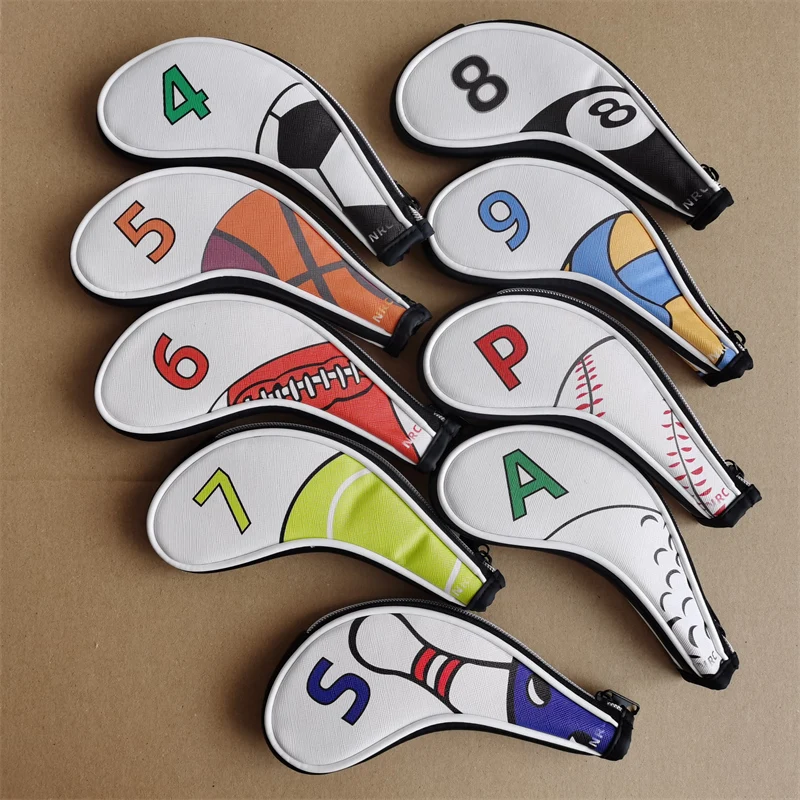 Zipper Balls golf irons head covers leather club iron headcovers #459789PAS