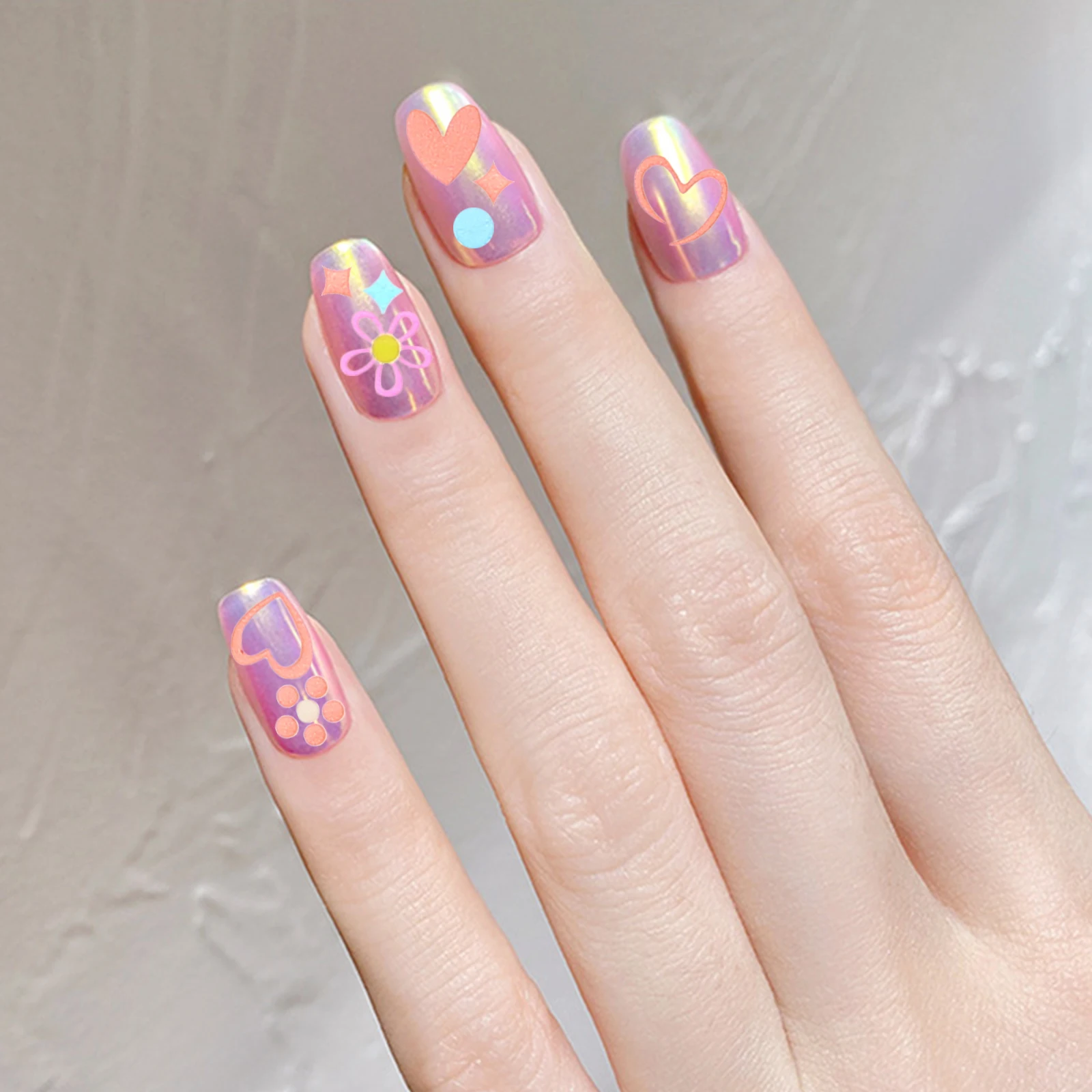 

6 Sheets Embossed Nail Art Stickers Flower Manicure Floral Spring Cute Miss for