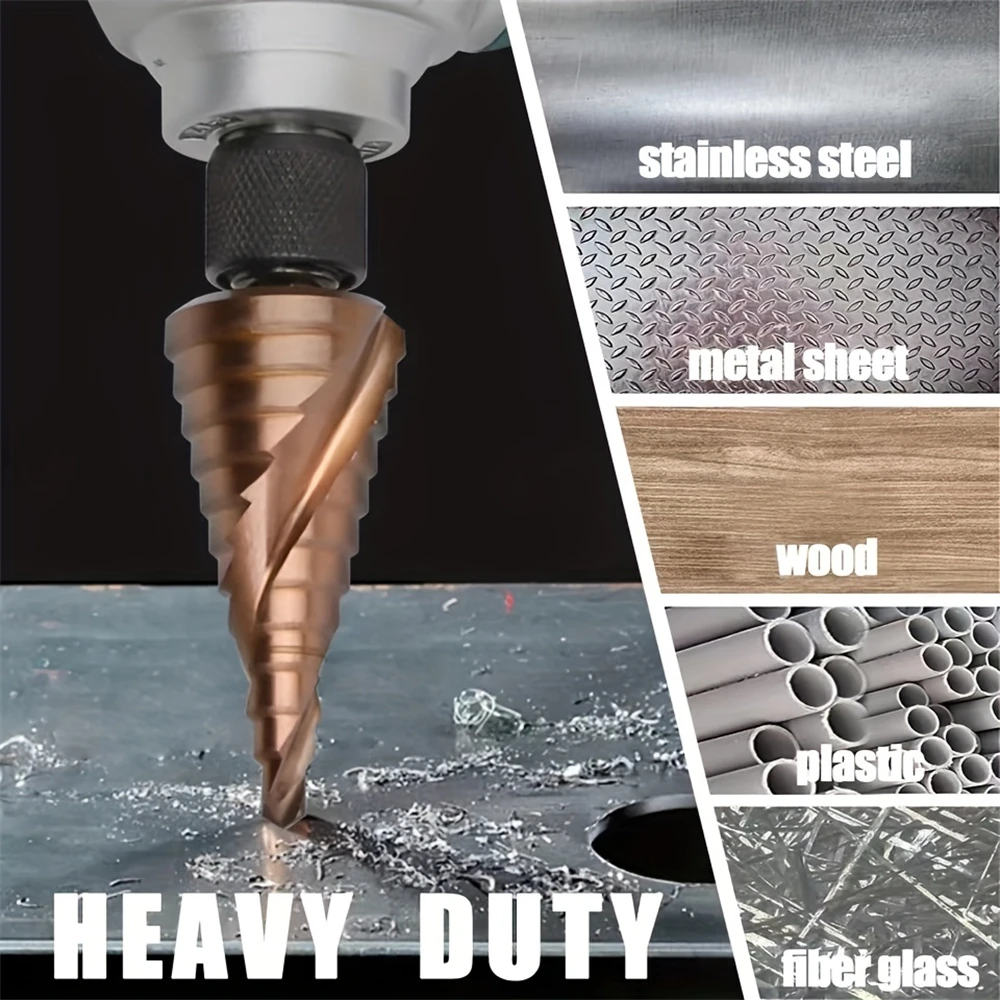 1 قطعة M35 الكوبالت خطوة مثقاب الخشب ، 4 مللي متر ~ 12 مللي متر/20 مللي متر/32 مللي متر ، HSS-Co مثقاب الخشب ، مخروط ثقب معدني ، للحديد النحاس الفولاذ المقاوم للصدأ والخشب
