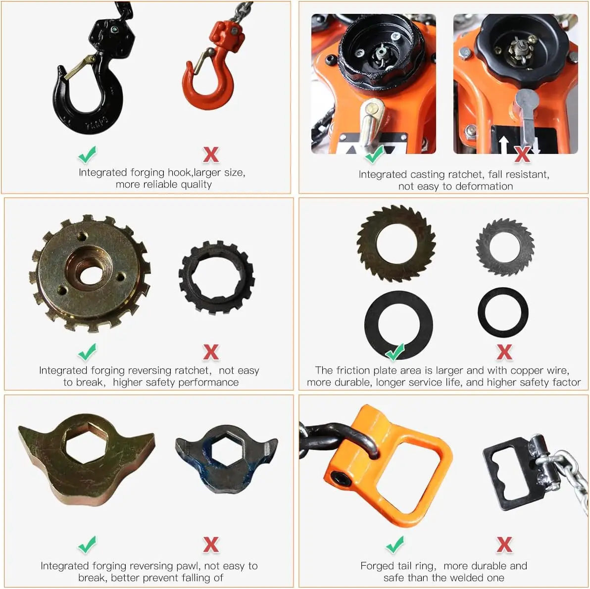 1.5 Ton Manual Chain Hoist with 10ft G80 Chain for Heavy Lifting and Pulling