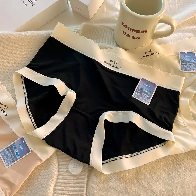 Bragas Mujer Triángulo Seda Hielo 7A Ultra Delgada Tiro Algodón Puro No Sube Transpirable Verano