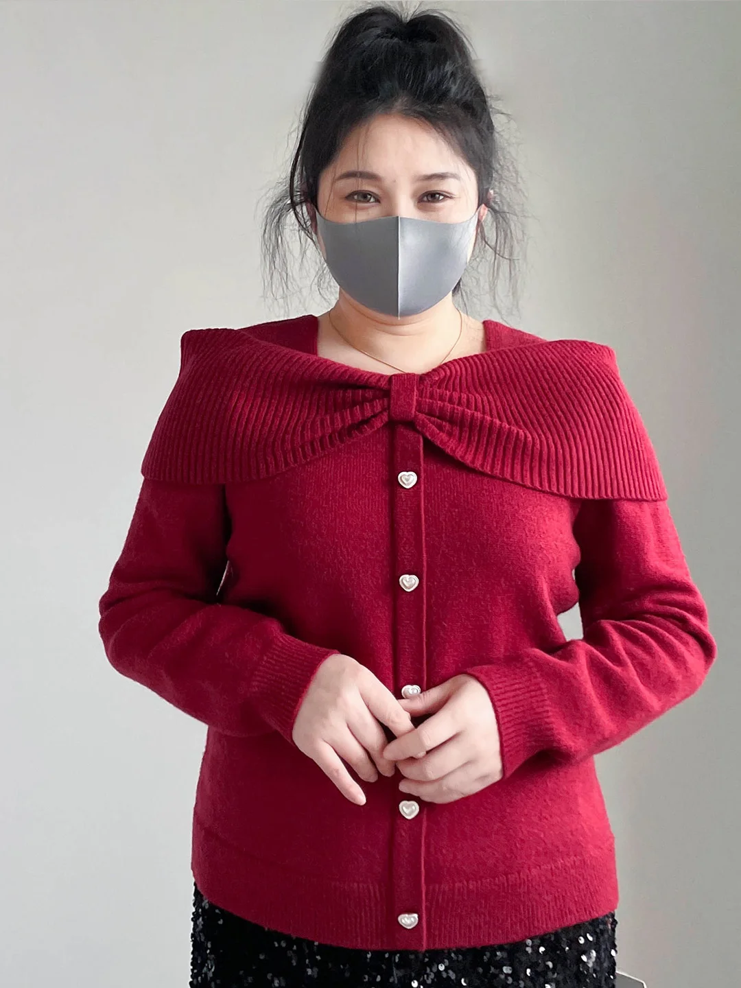 

plus Size Red Knitted Sweater Soft Belly Covering Lazy Sle 200 Pou Comfortable Breathable Korean Version Winter Faion