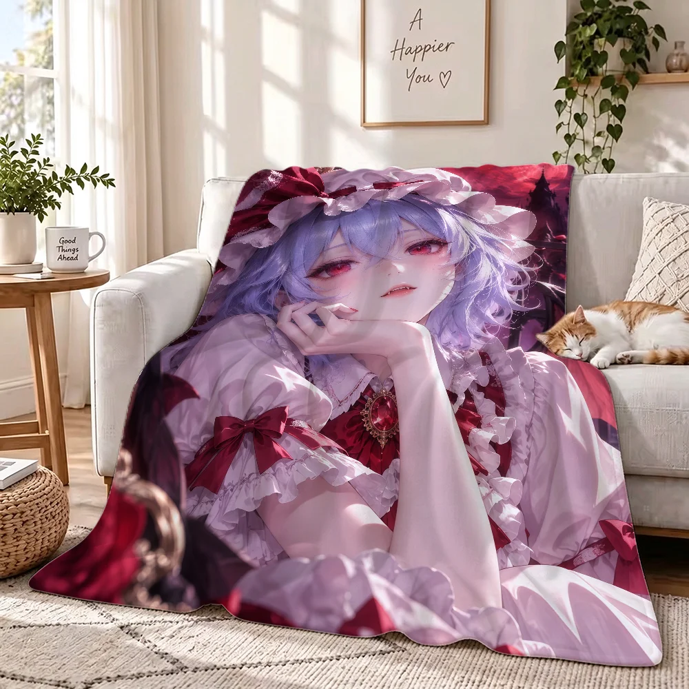 Anime Touhou Remilia Scarlet Blanket Perfect For Sofas Beds Offices TravelCamping Chairs Warm Thick Plush Blanket All Season Use