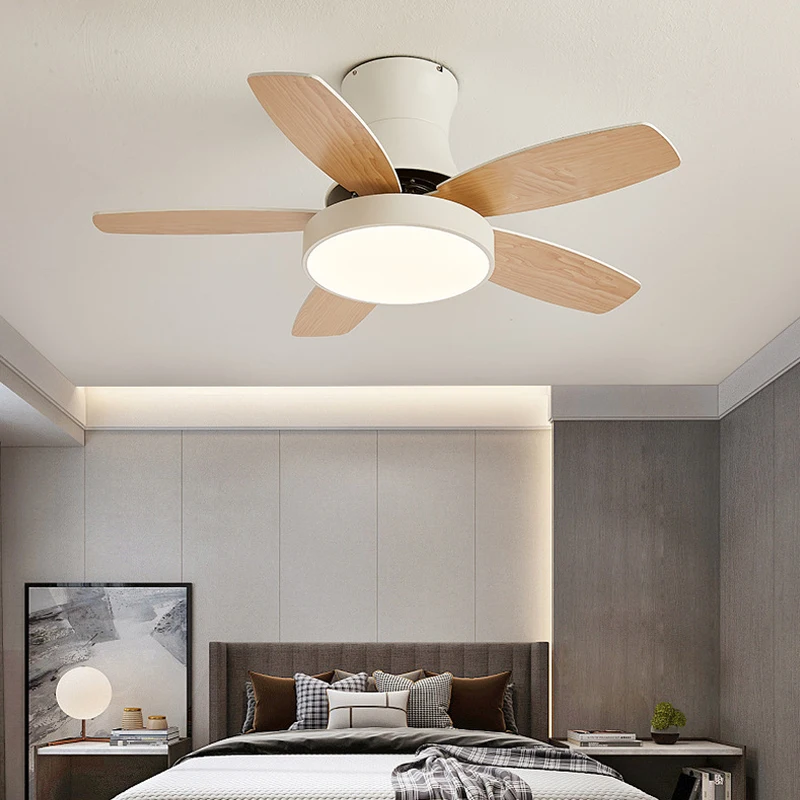 Nordic Ceiling Fan Lamp With Remote Control For Living Room Bedroom Ceiling Fan Light Home DecroVentillator Low Floor