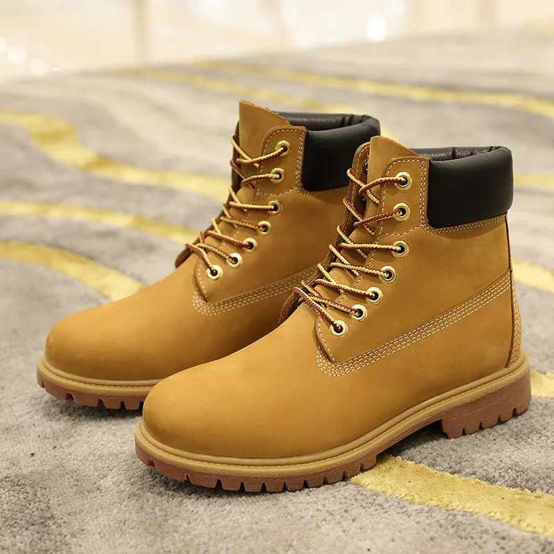 Mens Genuine Leather Winter Ankle Women Military Treking Snow Yellow Designer Tactical Boots Outdoor Fashion Work Shoes Sneakers