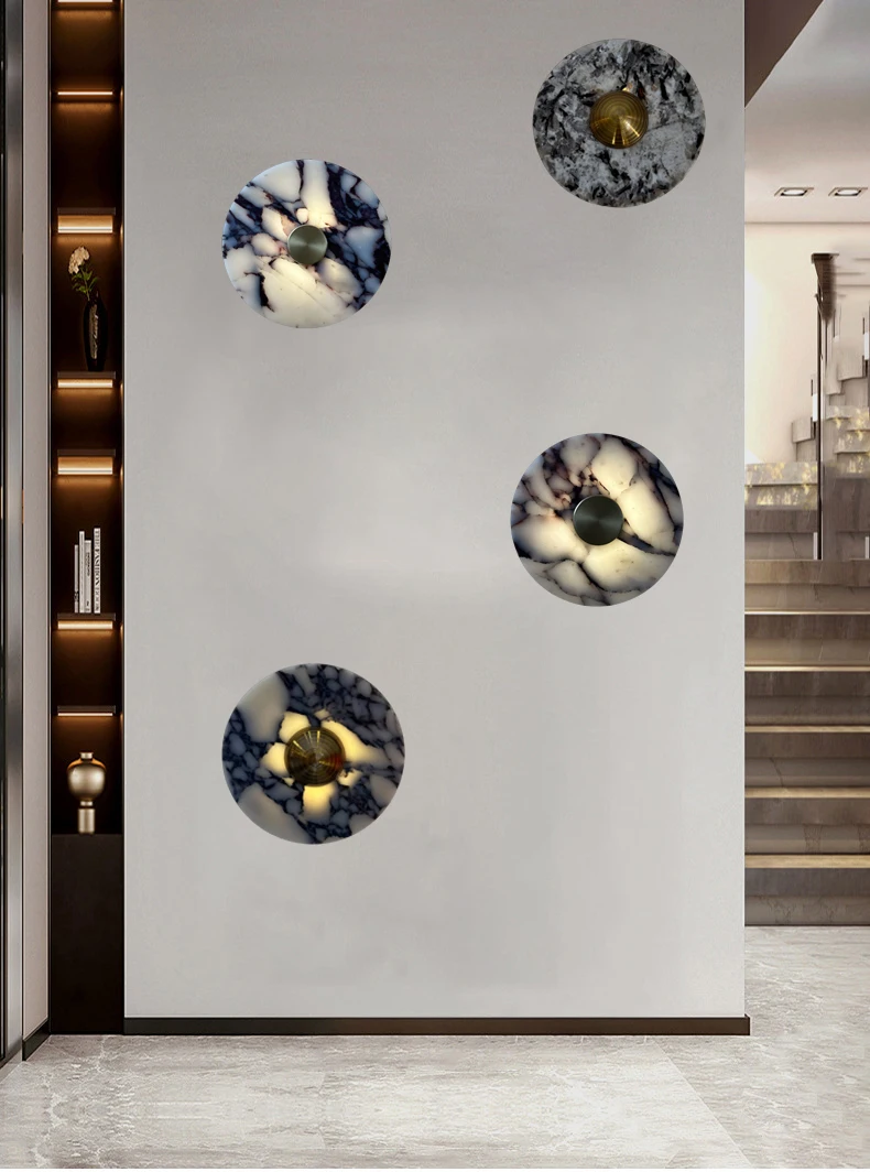 Art Wall Light Stone Gold Metal