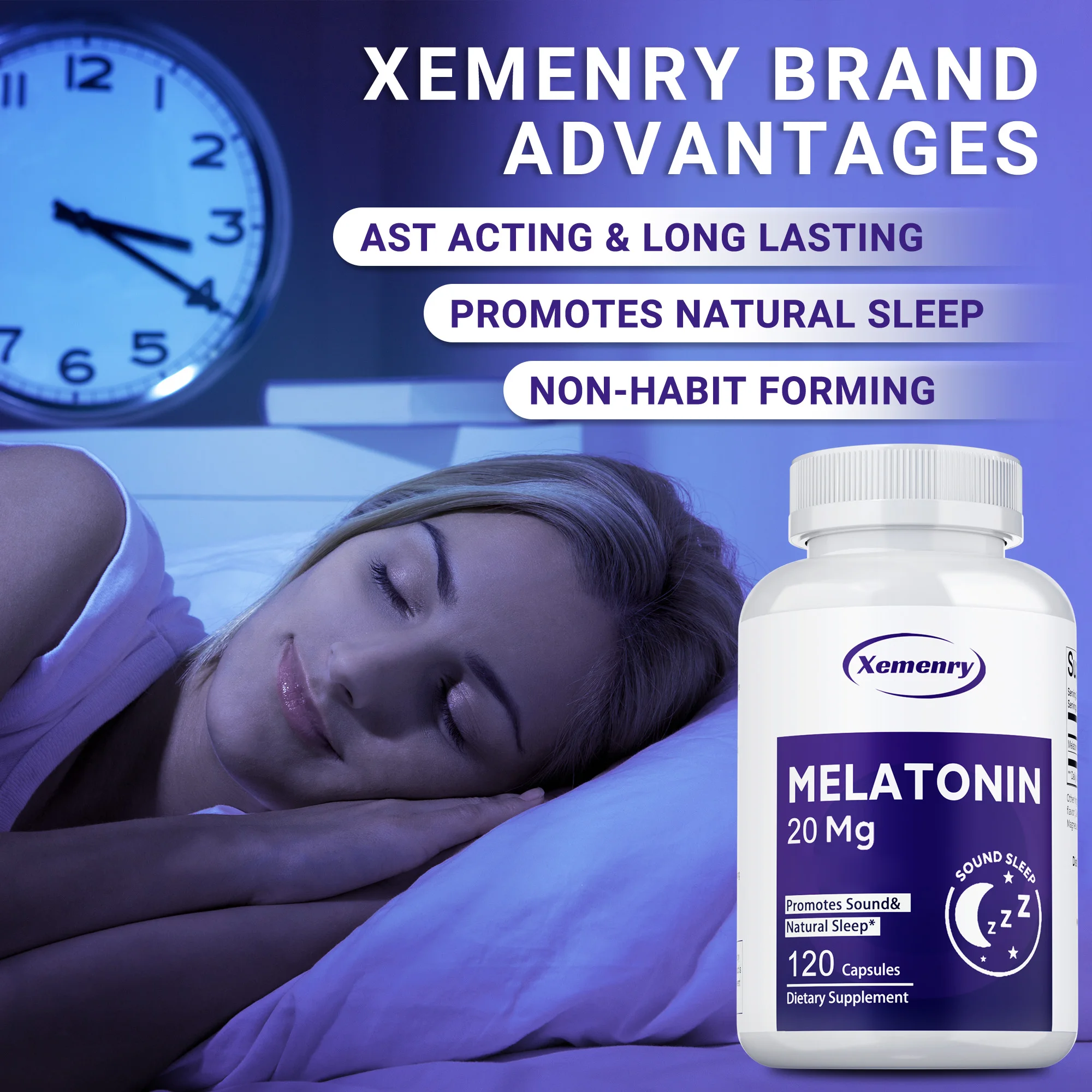 Melatonin 20 Mg Instant 120 Capsules - Natural Flavor, Fall Asleep Faster, Sleep Longer, Natural Sleep Aid