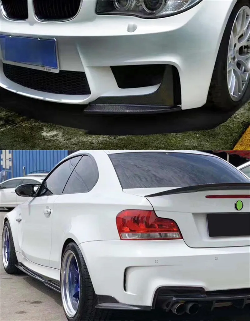 For BMW 1 Series E82 1M Coupe Sedan 2011 2012 2013  Real Carbon Front and Rear Bumper Splitter Diffuser Side Spoiler Cover