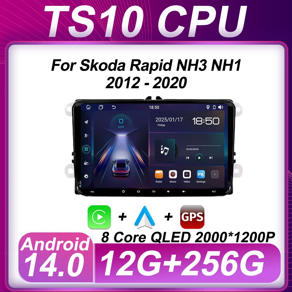 

Car Multimedia Radio Player For Skoda Rapid NH3 NH1 2012 - 2020 Android 14 Intelligent Car Systems Mirror Link Touch Screen DSP