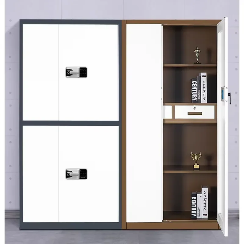 Steel Security Locker Electronic Combination Lock Two Section Office Document Storage Cabinet