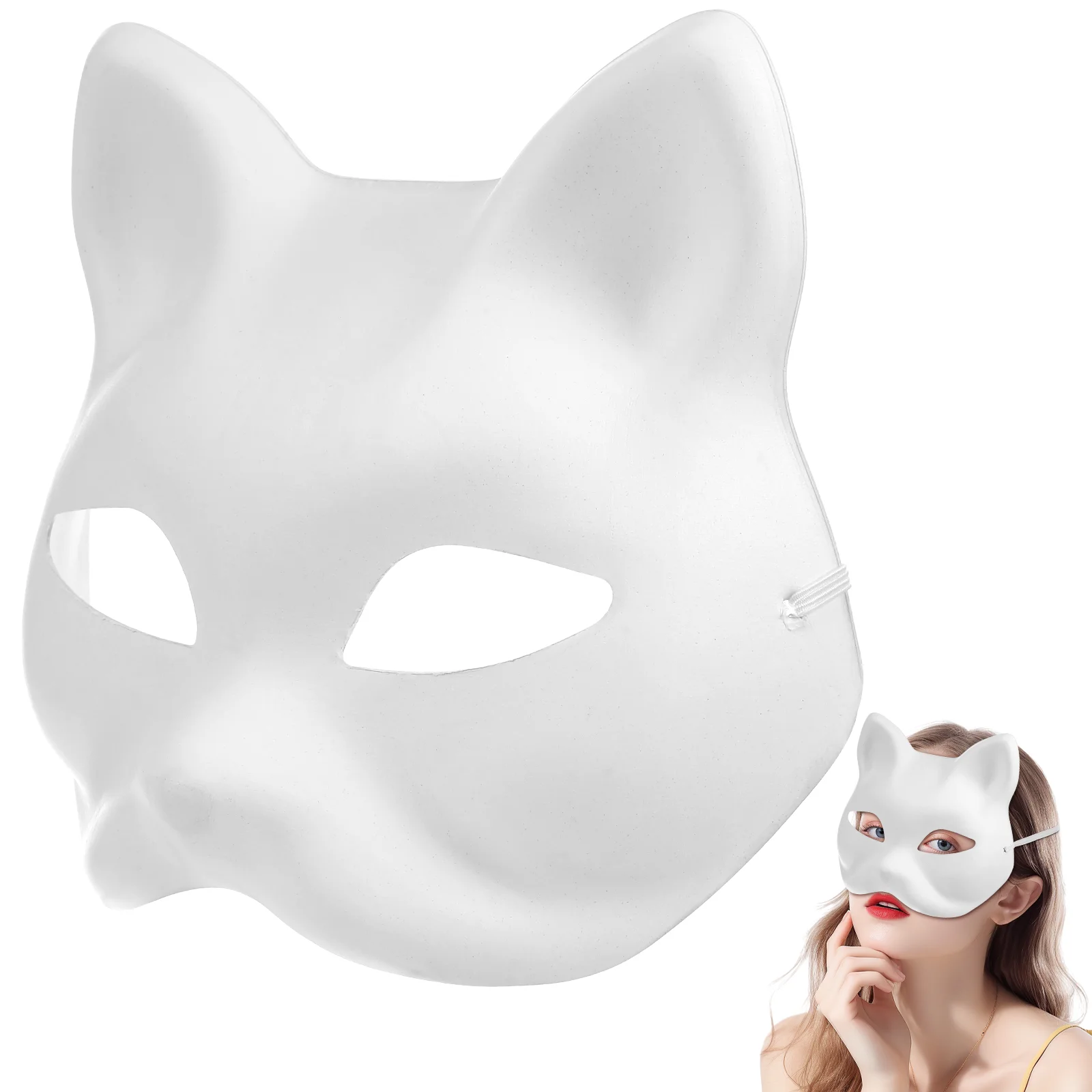 10 pezzi fai da te maschere per gatti bianchi maschera di polpa costume decorazioni per feste vuote carta bambino