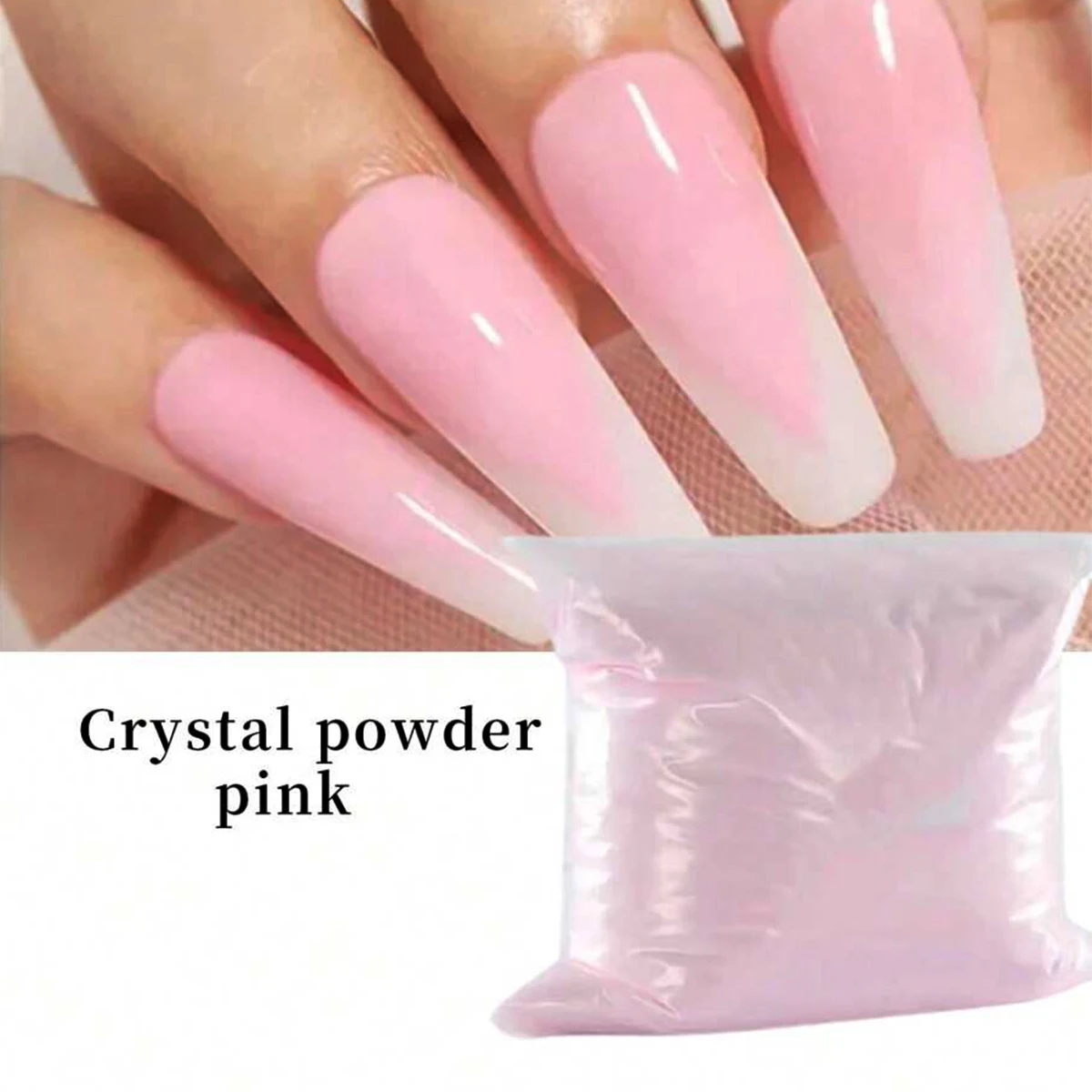 1 pz 100g polvere per unghie acrilica polvere di cristallo trasparente bianco rosa intagliato per la costruzione e l'intaglio creazione di nail art fai da te