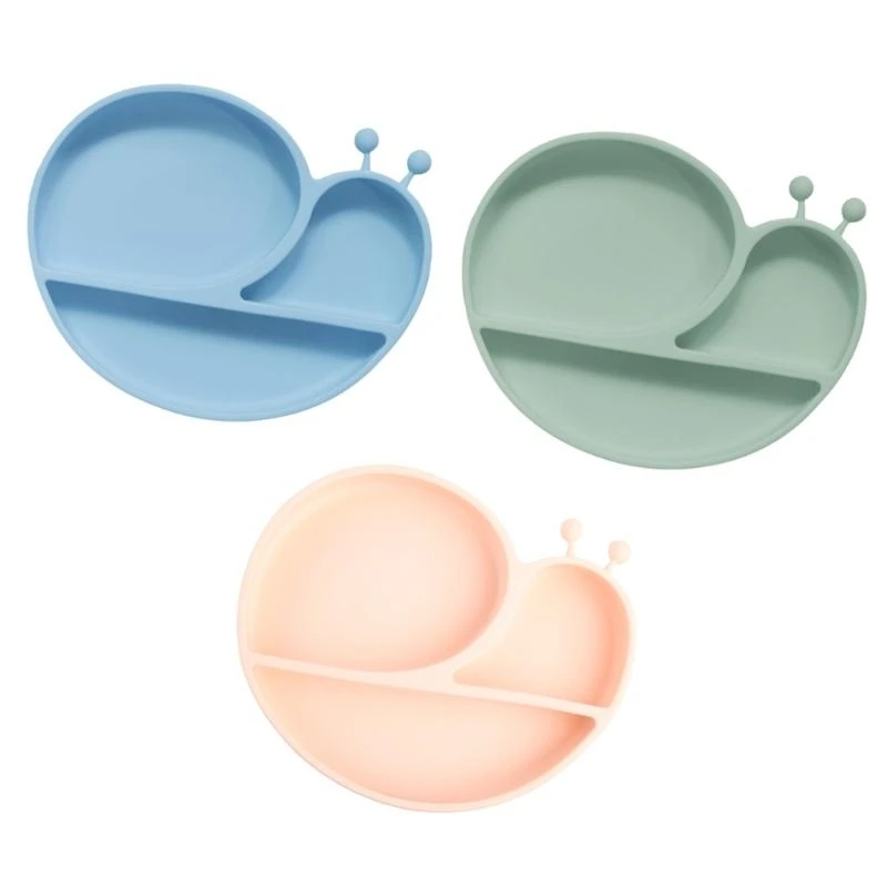 

M76C Cartoon Snail Silicone Baby Divided Plate Toddler Eating Training Dish Pan for Baby Girls Boys Eating Developing