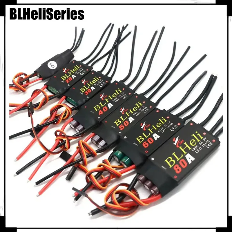 Бесщеточный ESC BLHeli 12A 20A 30A 40A 50A 60A 80A с UBEC для модели самолета с квадрокоптером, многоосевой DIY FPV RC Drone с фиксированным крылом