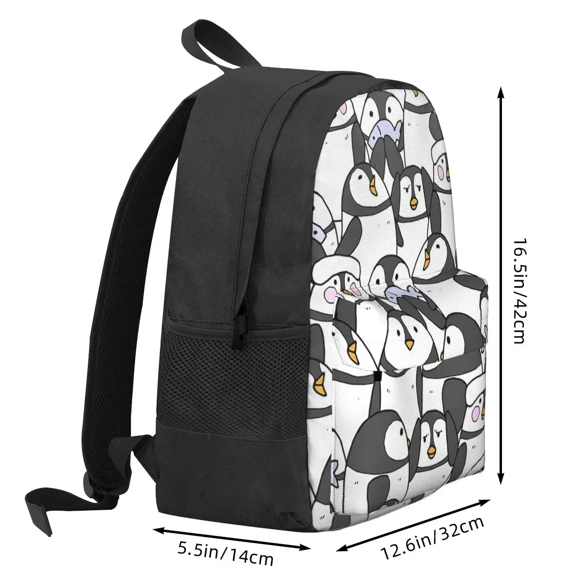 Hand Drawn Penguin Set Backpack Student BookBag Children School Bag Laptop Shoulder Bags for Men Women
