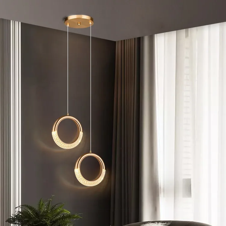 Postmodern Luxury LED Pendant Light Creative Personality Moon Ring Bedroom Bedside Hotel Study Restaurant Indoor Atmosphere Lamp