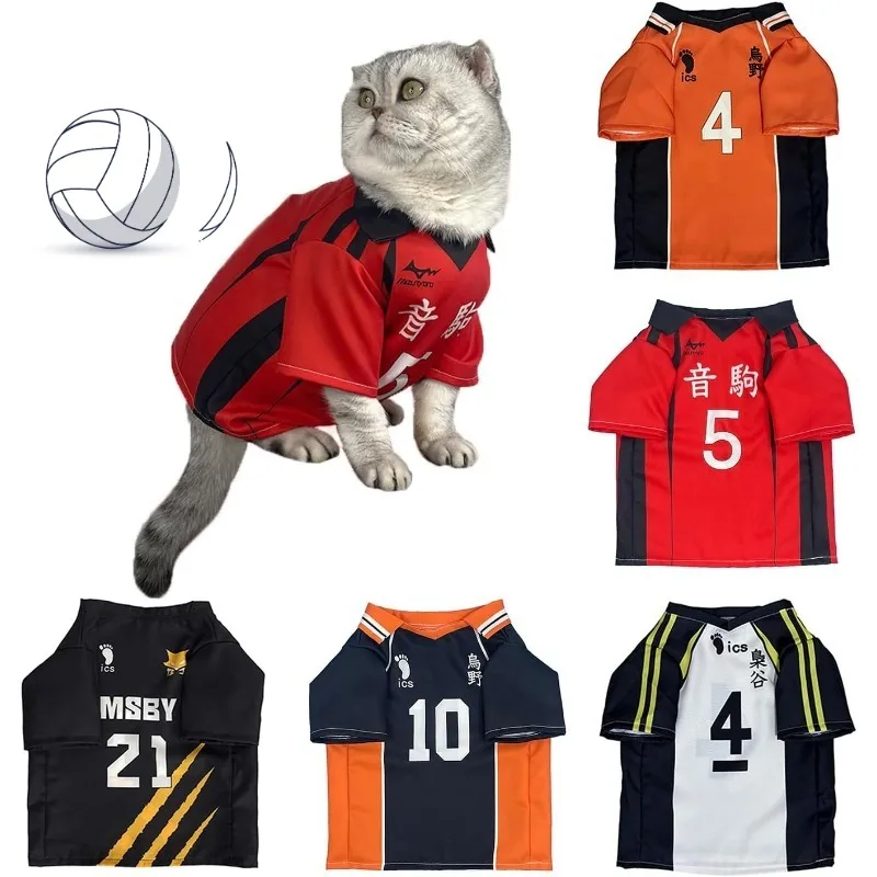 

Hinata Shoyo Pet Clothing Tobio Kageyama Cats Costume Pet Cosplay Volleyball Clothes Cute Anime Dogs T-shirt Sports Party Wear