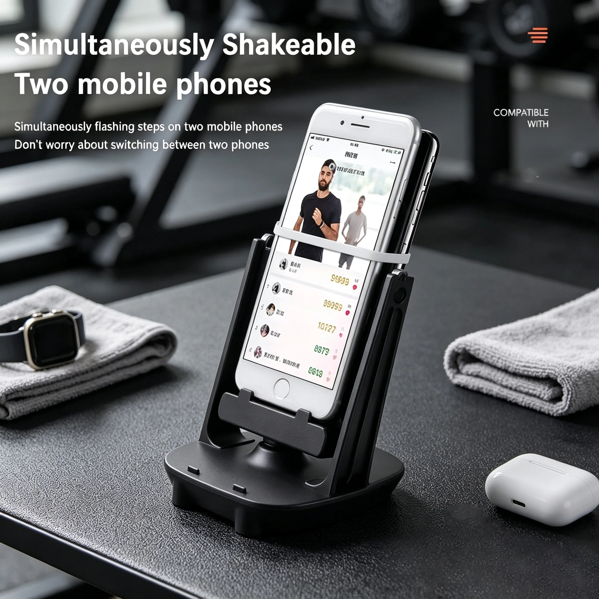 Desk Walking Swing Shaker Phone Stand Holder Automatic Swing Brush Stepper For All Phones Mobile Phone Pedometer Step Counter