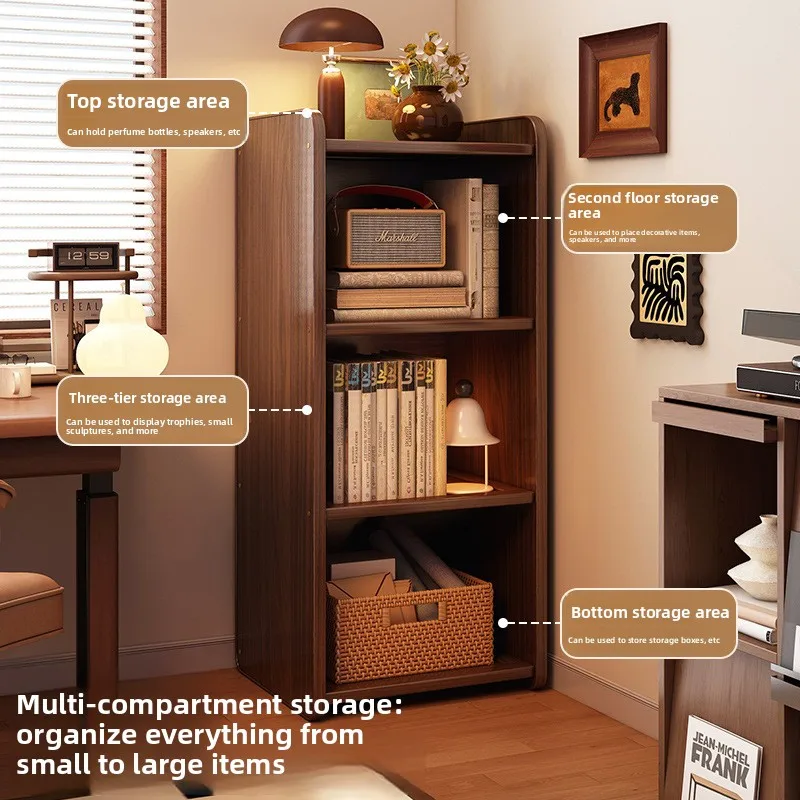 Floor Standing Integrated Slim Corner Bookshelf Storage Cabinet Wall Hugger Living Room Bookcase Book Shelf Furniture